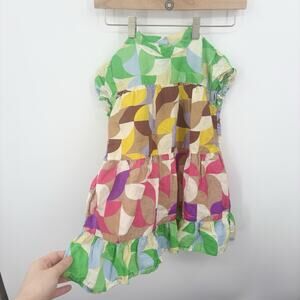 Oeuf Dress Girls 6-7 Years Cotton Linen Freesia Party Colorful Luxury Retro Tier